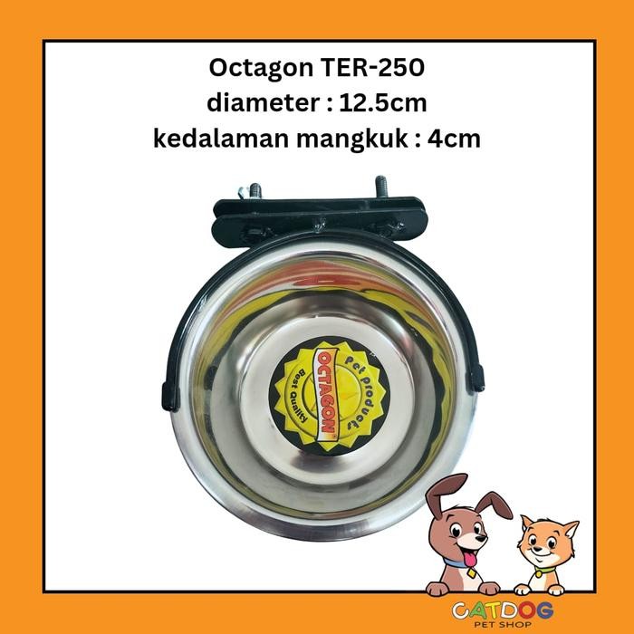 Tempat Makan Gantung Anjing & Kucing Stainless Octagon TER-250