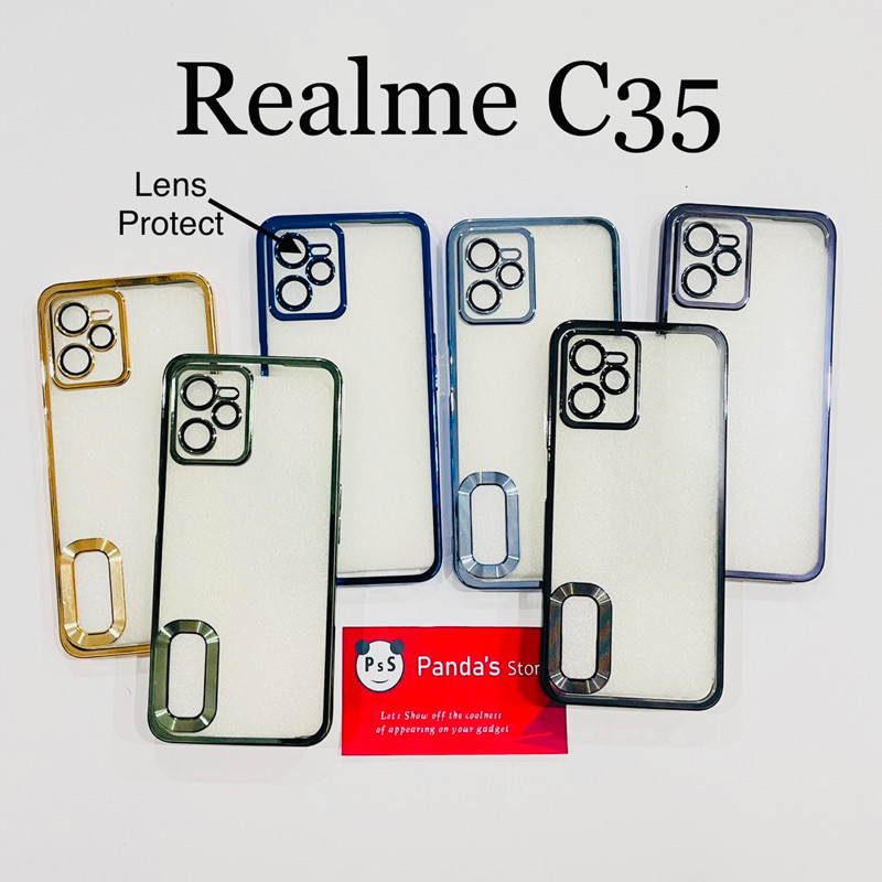 Softcase Realme C35 Lens Protector Circle Chrome Logo Clear Case