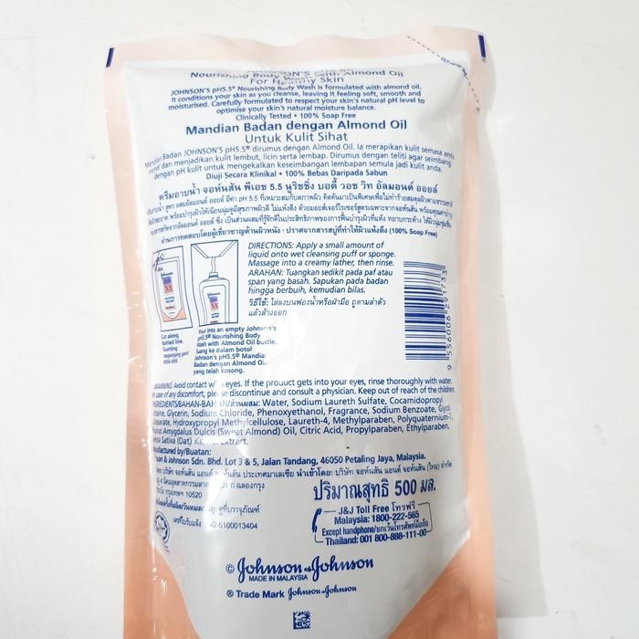 GASS. ALMOND OIL JOHNSON N JOHNSON'S PH 5.5 JOHNSONS BODY WASH REFILL IMPORT