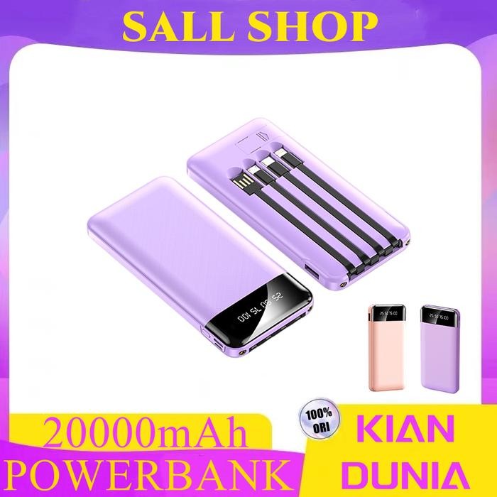 Terbaru.. Power Bank 20000Mah Fast Charging With 4In1 Kabel Data Real Capacity