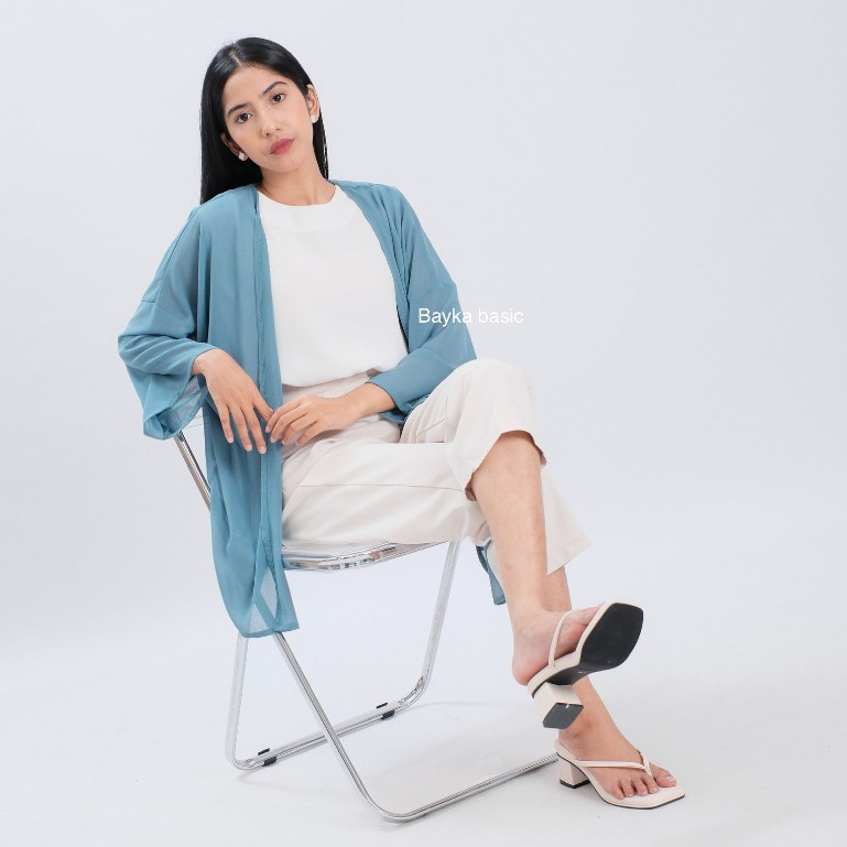 HOT SALE Bayka - Outer Transparant Cardigan Ceruty LUNA Sheer Outer Ceruti Lengan Panjang Flowy Baju