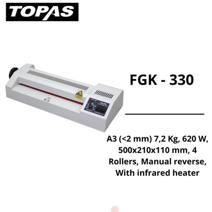 

SendToday- Mesin Laminating - Mesin Laminasi A3 Topas Fgk-330 (Garansi 1 Tahun)