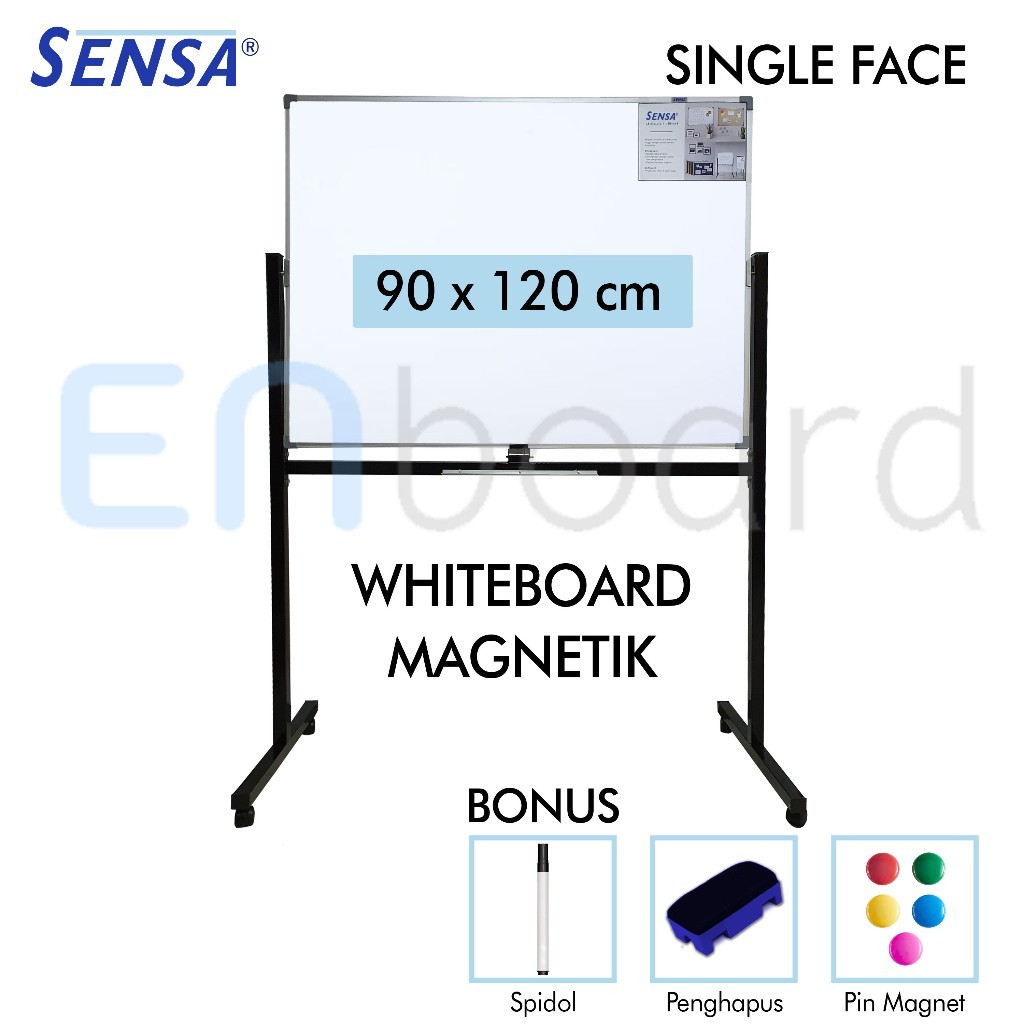 

Papan Tulis Whiteboard / White Board Standing Magnet Single Face Sensa 90 x 120 cm