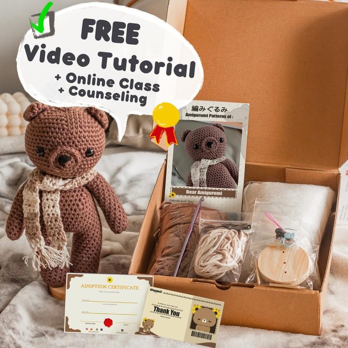 DIY Crochet Bear Amigurumi Kit / Do It Yourself Boneka Rajut Beruang