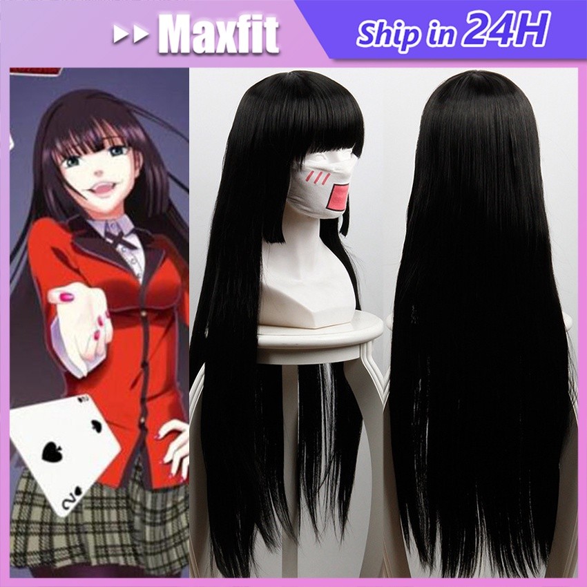 Wig Jabami Yumeko Kakegurui Rambut Palsu Cosplay Enma Ai Lolita Lurus Panjang Hitam