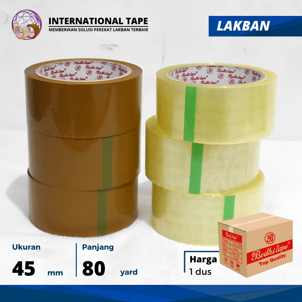 

Plakban OPP lakban BODHI " bening 45mm x 80 yard TAPE "PERDUS