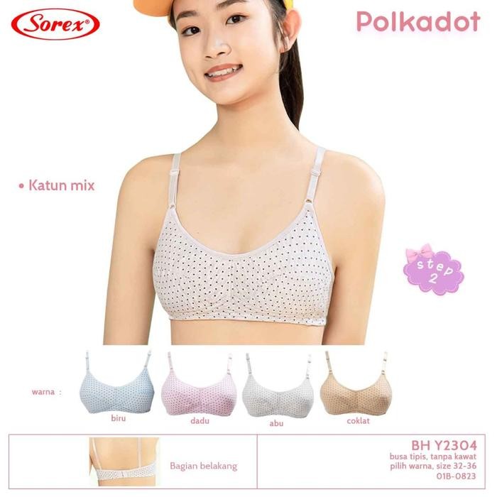 CuteKids- Sorex Young Bra Remaja Miniset Polkadot Step 2 Busa Tipis Tanpa Kawat