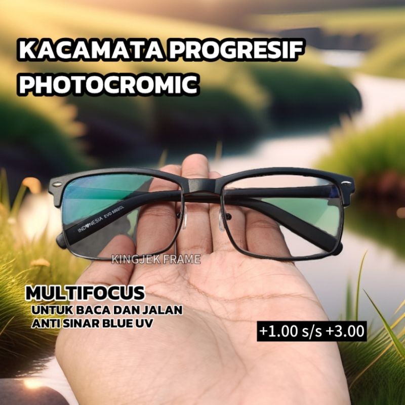 Kacamata Baca dan Jalan Lensa Plus Progresif Photocromic Standar Optik