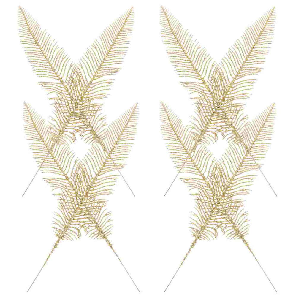 10pcs Christmas Tree Pick Leaves Ornament Glitter Leaf Vase Fake Leaf Decor christmas wreath decorat