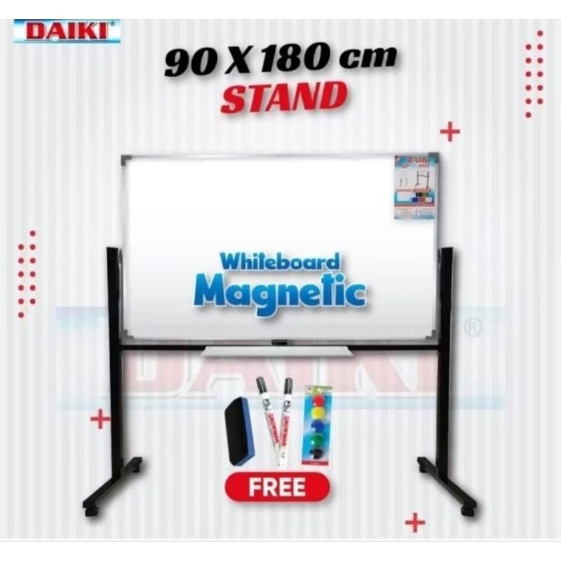 

DAIKI Papan tulis White board Double face standing magnetic uk 90 x 150 cm / 90 x 180 cm.