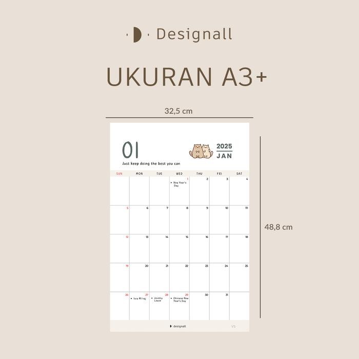 

Ready- Designall Kalender Dinding / Kalender Duduk Aesthetic Kucing 2025 A3+ Spiral Vs