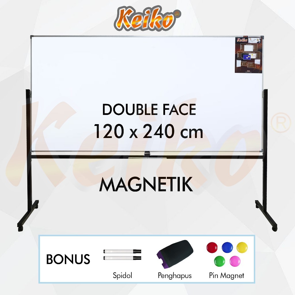 

Papan Tulis Whiteboard Standing Magnet Double Face Keiko 120 x 240 cm
