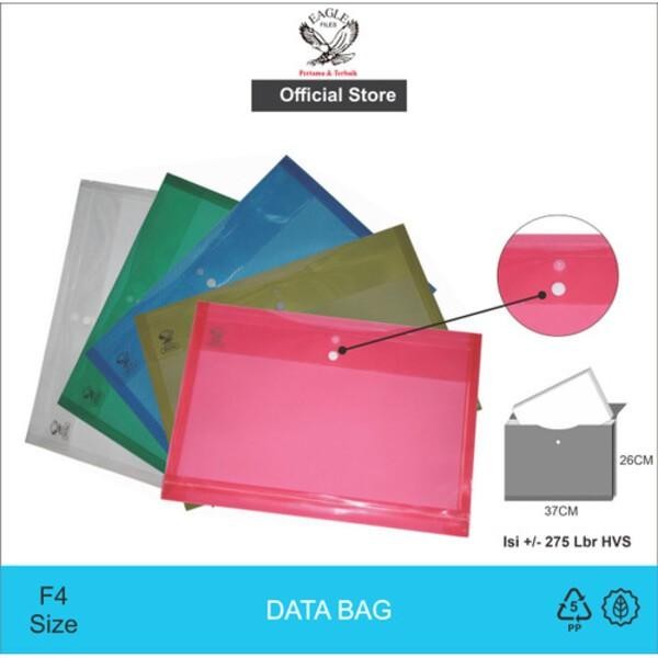 

Ready- (Lusin) Data Bag Map Plastik Lebar Kancing Satu - Eagle Files E-215H