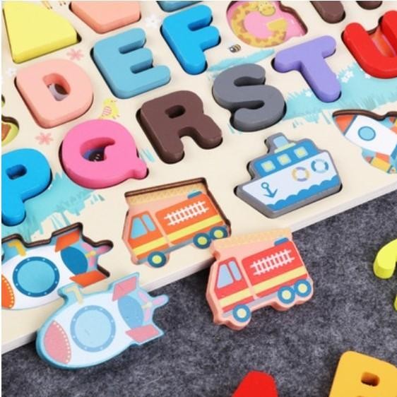 POTONGAN HARGA WD MAINAN EDUKASI 7IN1 PUZZLE KAYU ANAK HURUF DAN ANGKA PANCING IKAN MONTESI WOODEN