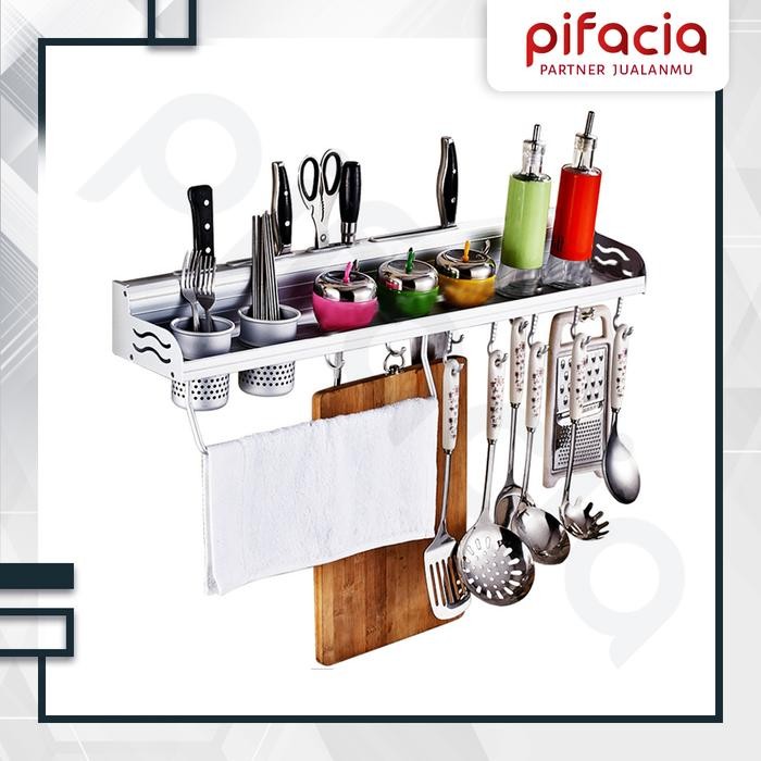 Pawongenz Rak Dapur Gantung Tempel Dinding Bumbu Gantung Aluminium Kuat