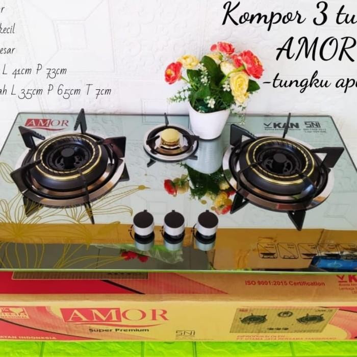 Pawongenz Kompor Tanam Tiga Tungku/Kompor Kaca Tiga Tungku Amor/Kompor Kaca