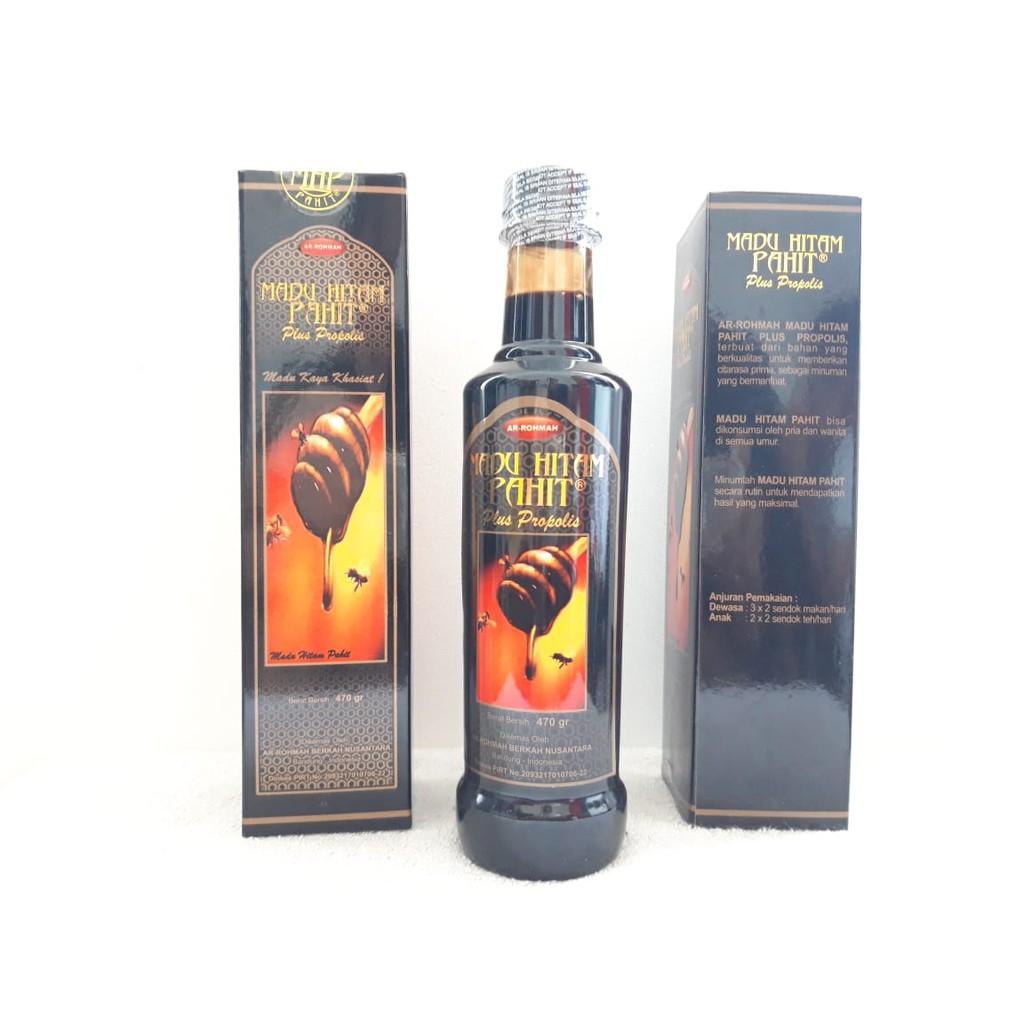 

Madu Hitam Pahit plus Propolis Original Madu Ar Rohmah 470Gr