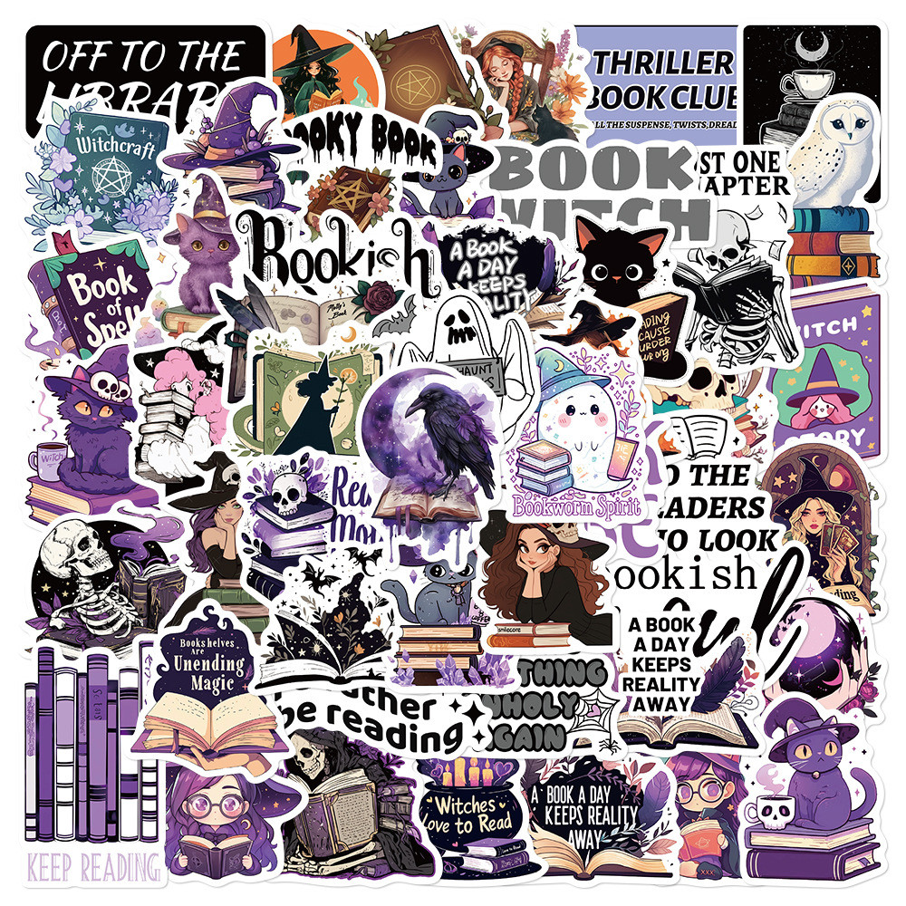 50Pcs Purple Gothic Witch Bookish Stickers Smutty Dark Romance Readers Adult Spicy Booktok Decals