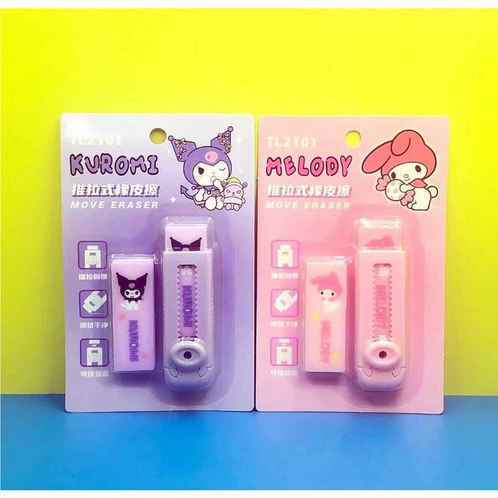 

ID PENGHAPUS PENSIL SLIDING DORONG KARAKTER SANRIO KUROMI MELODY LUCU - GG0488