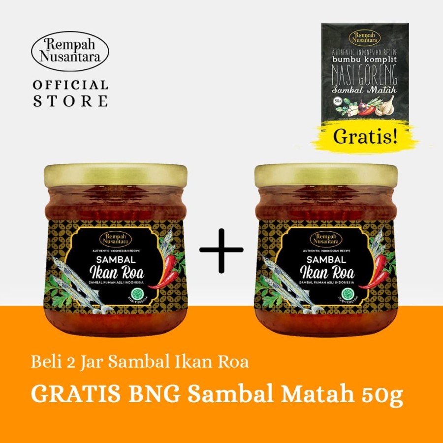 

BUY 2 SAMBAL IKAN ROA FREE 2 PCS BUMBU NASI GORENG SAMBAL MATAH