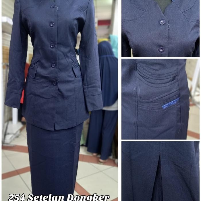ASLI Set Baju Blazer Kerja Wanita Dongker Navy Biru Tua PNS Guru Formal READY STOCK