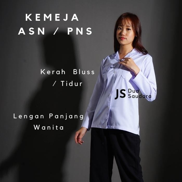 TERLARIS KERAH BLUSS Kemeja ASN / baju dinas / KEMEJA PUTIH / KEMEJA PEMDA/ BAJU PEMDA / WANITA