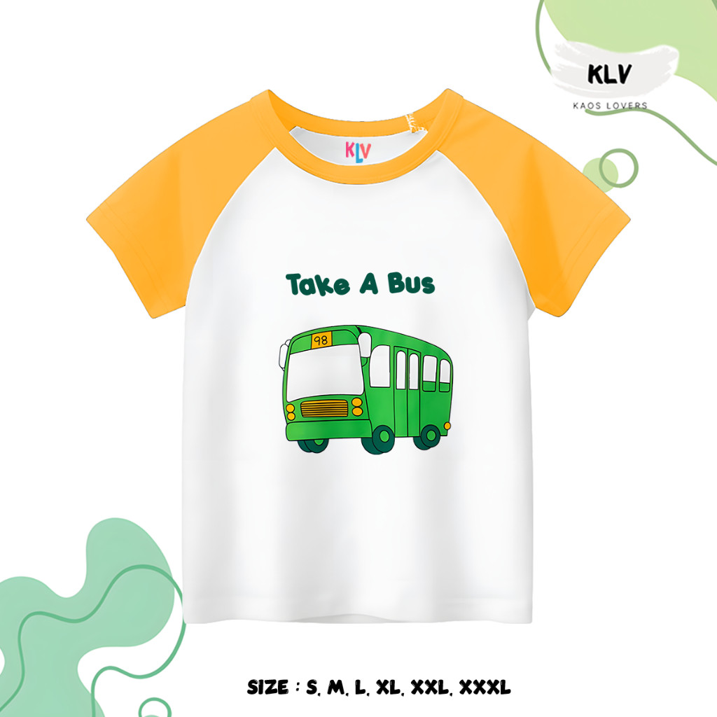 Kaos Raglan Anak Motif Bus Original Distro 30S Sablon