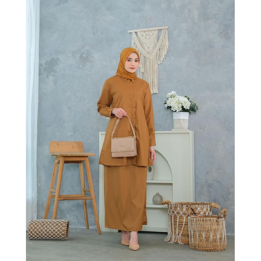 Nayya- Seragam Kerja Setelan Tunik Pemda Wanita Guru Pns Pdh Baju Kancing Muslim Nyaman