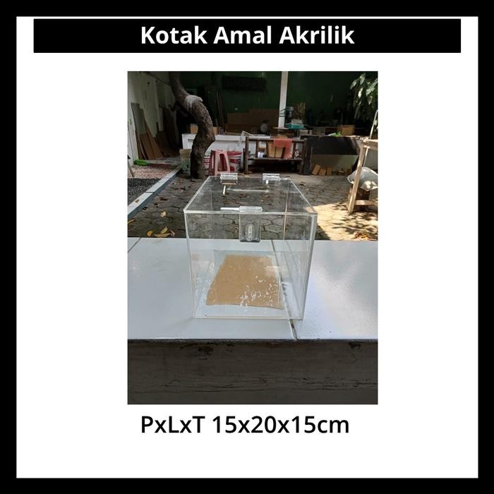 Kualitas Terjamin Kotak Amal Akrilik Pxlxt 15X20X15Cm Dengan Engsel, Overpal & Lubang