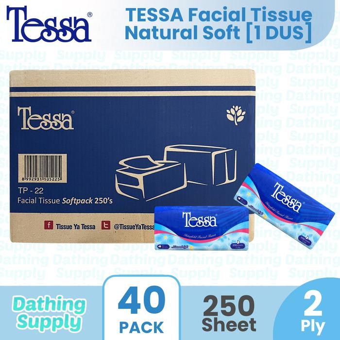 GROSIR Tessa Facial Tissue Isi 250 Sheet - 2 Helai / 1 Dus Isi 40 Pack