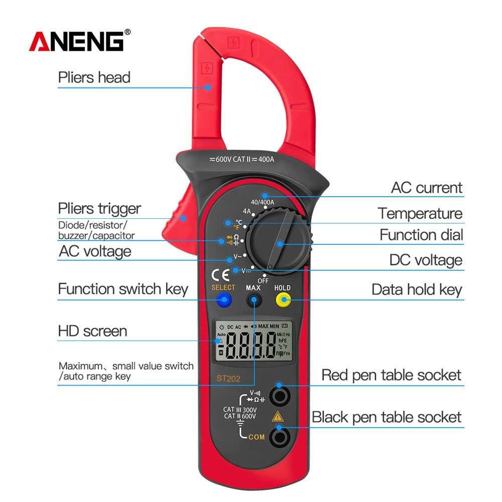 Aneng Digital Multimeter Voltage Tester Temperature - St202