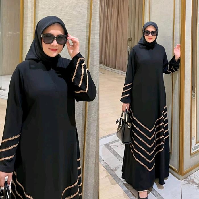 Zahra- Abaya Jetblack Yasmin / Abaya Hitam Polos / Dress Terbaru / Abaya Terbaru / Gamis Haji