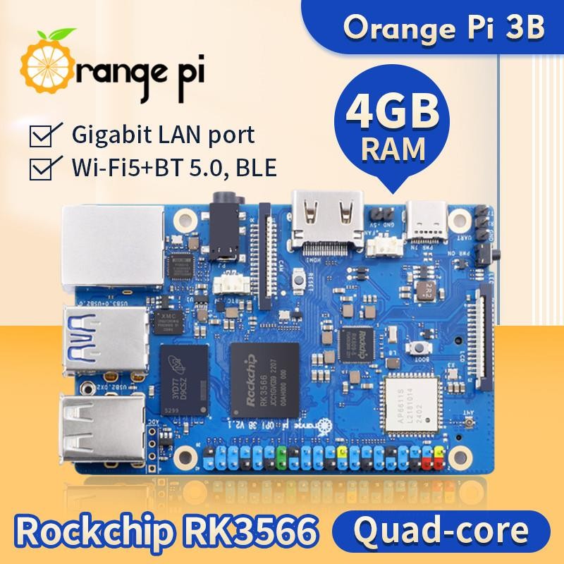 Top Orange Pi 3B 4GB Ram Development Board RK3566 Up to 1.8GHz Chip WIFI-BT Single Board Computer Or