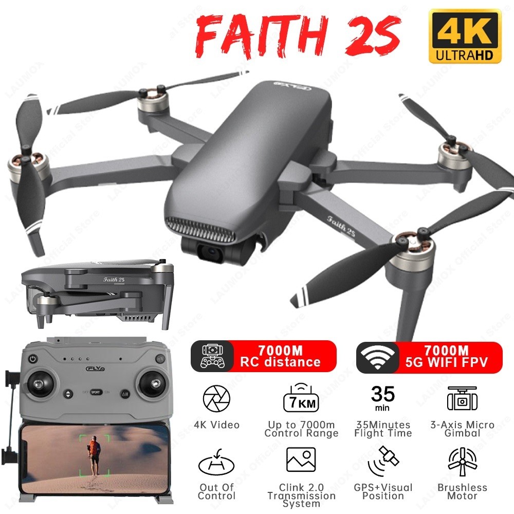 Top: Faith 2S Drone 4K Professional GPS HD Camera 3-Axis Gimbal Quadcopter 35min Flight RC 7KM SG906