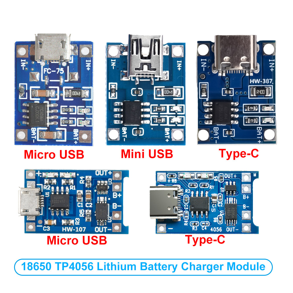 5Pcs 10Pcs Type-c Micro USB 5V 1A 18650 TP4056 TC4056A Lithium Battery Charger Module Charging Board
