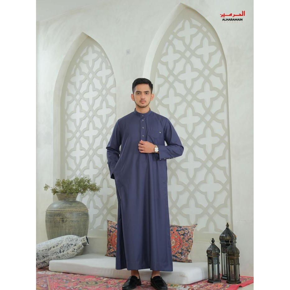 Elhaz- Al Haramain Jubah / Gamis Pria Remaja & Dewasa Premium Series (2416 7073) Navy Biru