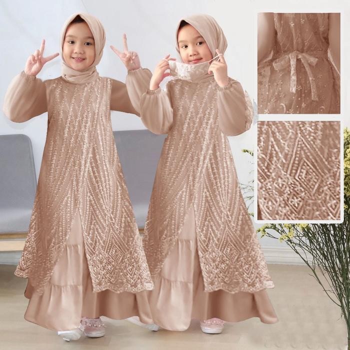 Hayat- Gamis Anak Brukat Perempuan Muslim Kids Kekinian Terbaru Casual Fashion Olivia Kid