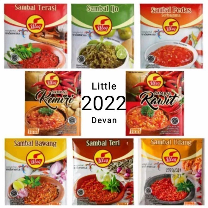 

New finna sambel uleg terasi teri udang bawang rawit kemiri ijo 20gr x 10
