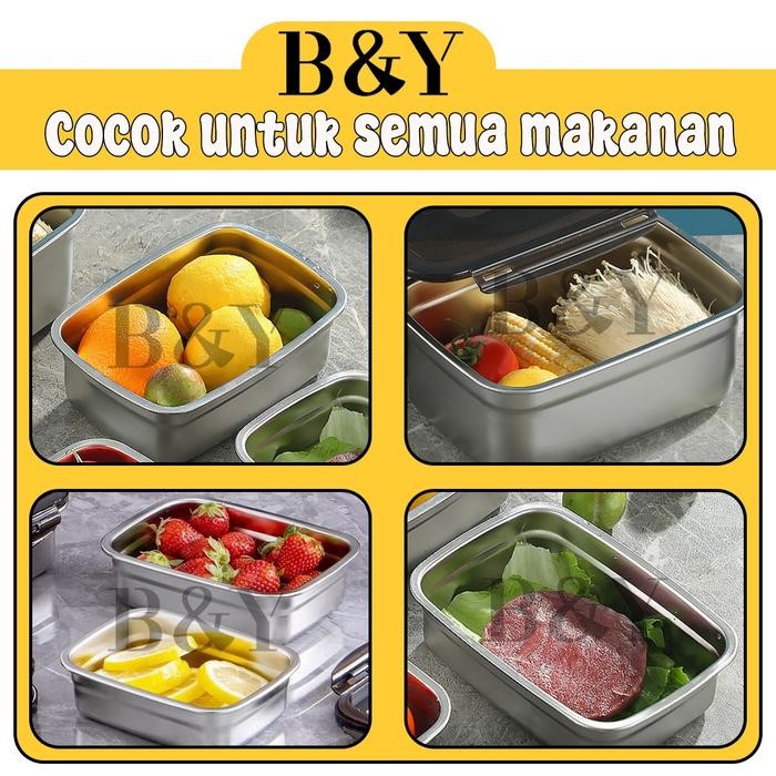 KOTAK TUPPERWARE STAINLESS FOODGRADE MAKANAN PENUTUP KLIP KEDAP UDARA