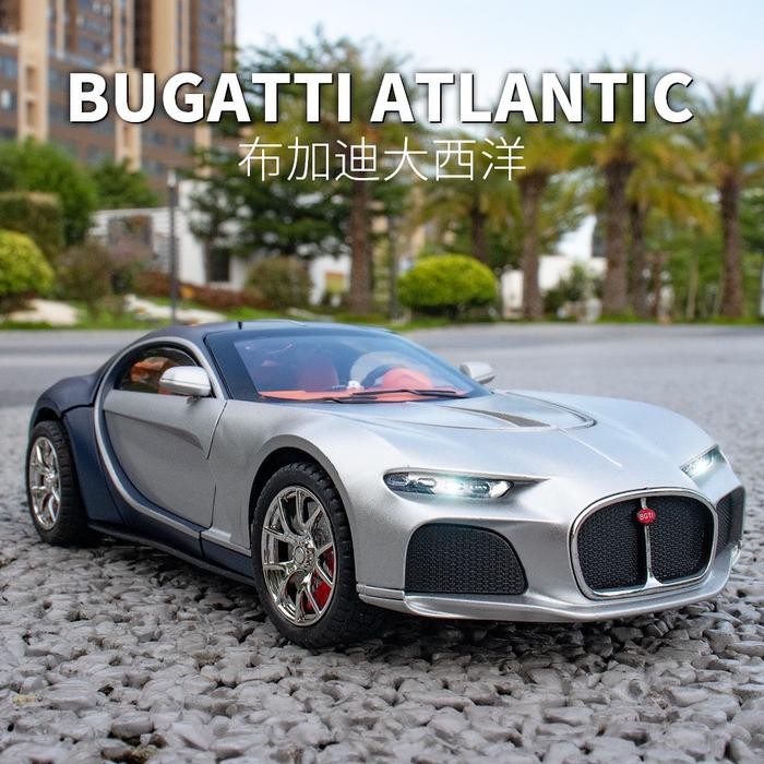 TERBARU Diecast 1 : 24 Bugatti Atlantic With Sound And Light Alloy High Quality Che Zhi