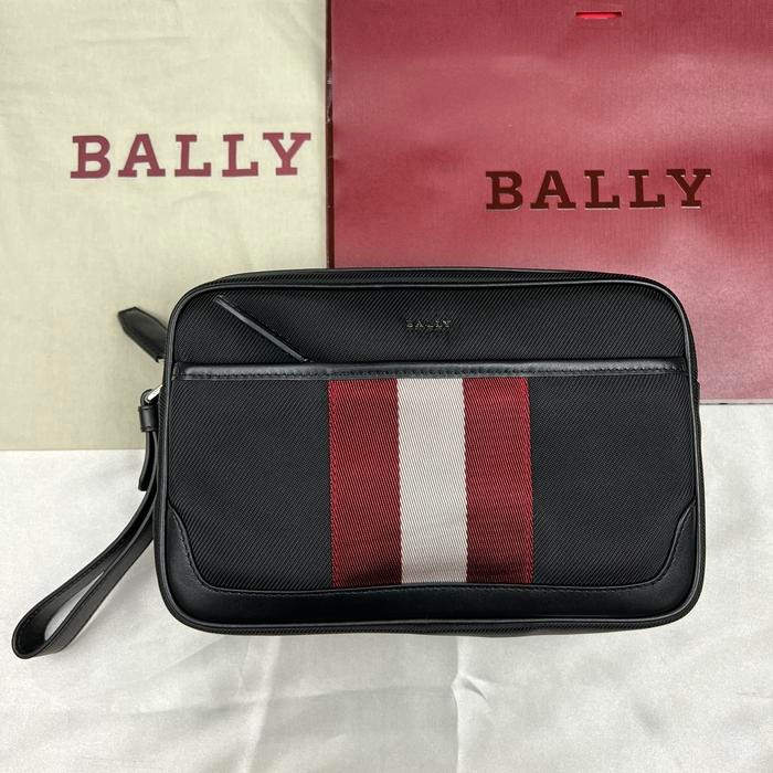 [AUTHENTIC 100%] Tas Bally men Caliros clutch bag Black Stripes
