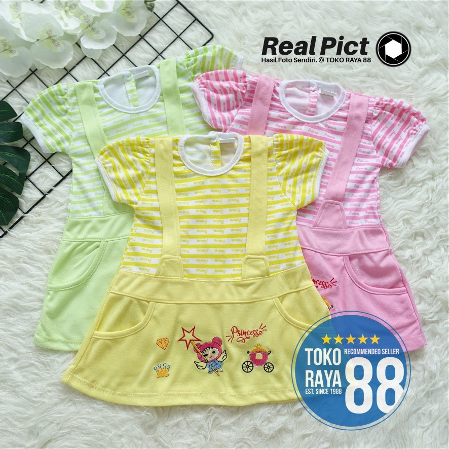 Toko Raya 88, Setelan Dress Bayi 3 - 18 Bulan, Motif Overall Princess, Baju Rok Anak Perempuan,