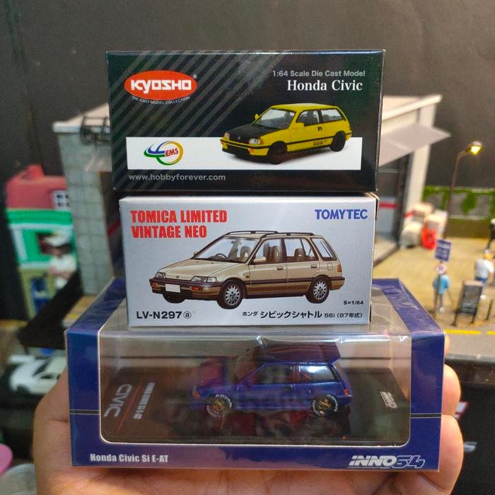 ready stok miniatur honda civic wonder sb3 shuttle 1/64 kyosho inno64 tomica original