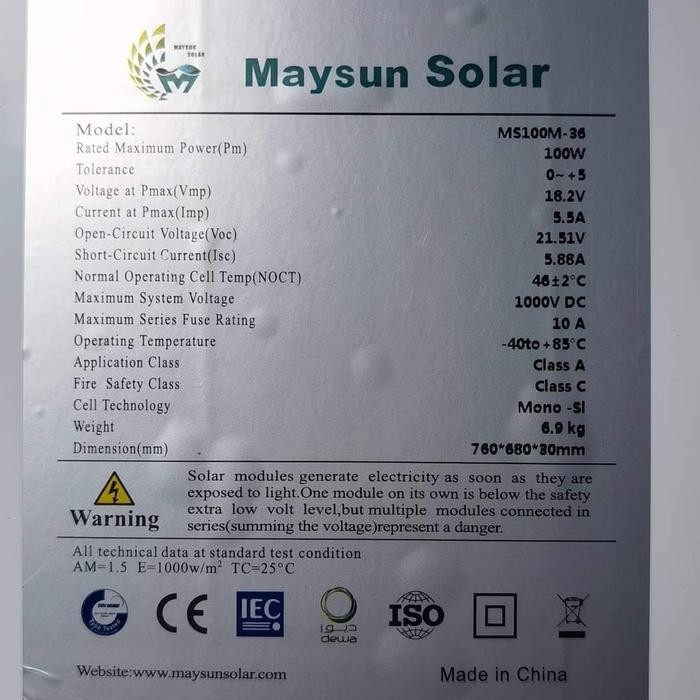 PROMO Panel Surya Mono 100WP Solar Panel 100 WP