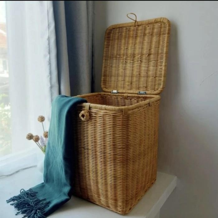 keranjang rotan laundry persegi besar