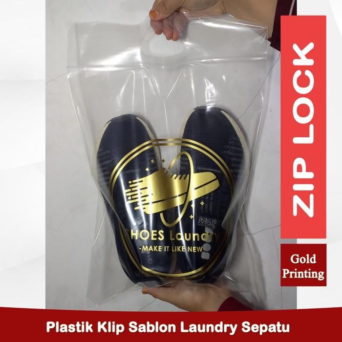 Plastik Laundry Sepatu Klip Zip Lock Sablon