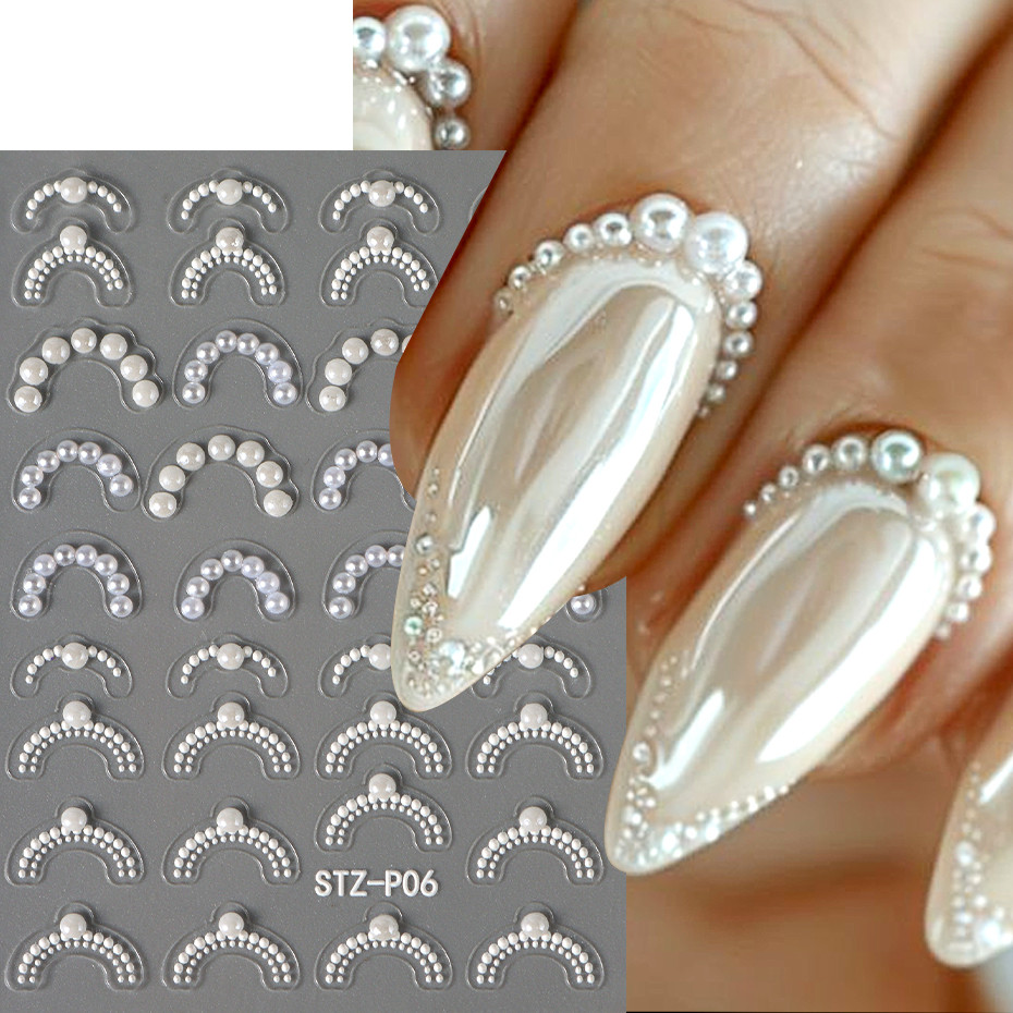 

Stickers For Nails With Pearl Jewelry French Line Decoration Art Slider Holographic Adhesive Tips