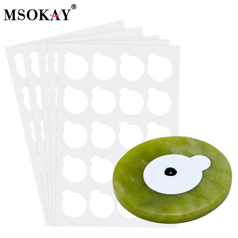 

100Pcs Eyelash Extension Glue Sticker Shim Paper Pads And Round Jade Stone Holder Set Lash Extention