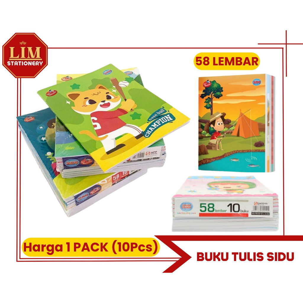 

READY !! BUKU TULIS SIDU 58/38 LEMBAR (1PACK/10PCS) SINAR DUNIA