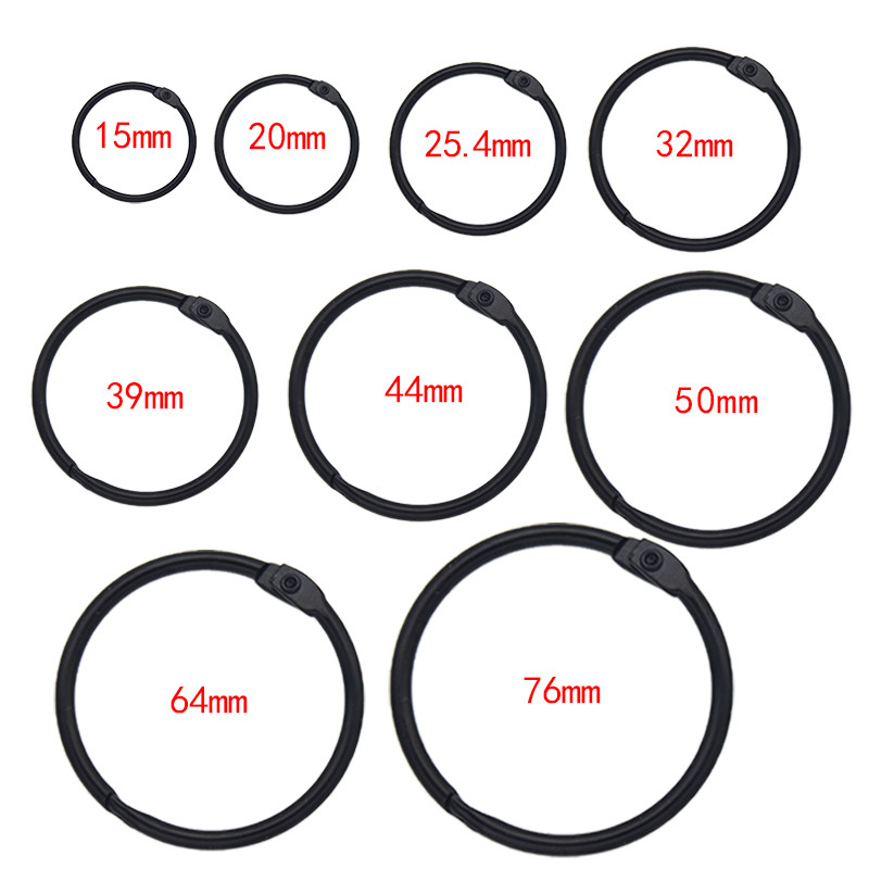

High Quality 2/3/5/10Pcs Black Metal Ring Binder 15-76Mm Diy Loose-Leaf Book Hoops Opening Office